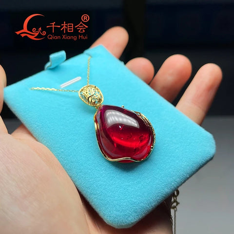 Red Ruby Pendant Necklace-ToShay.org