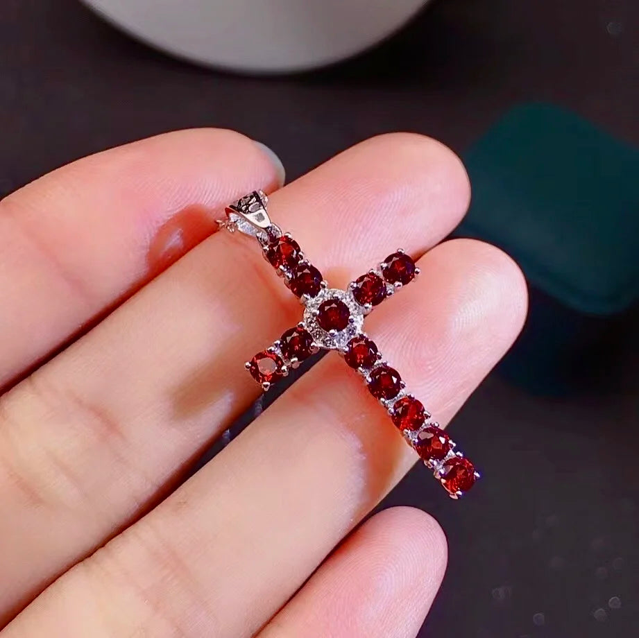 Red Garnet Cross Pendant-ToShay.org