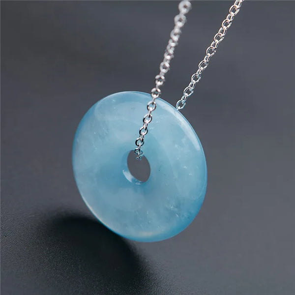 Blue Aquamarine Donut Pendant-ToShay.org
