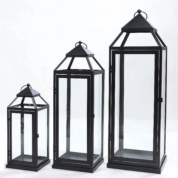 Black Iron Glass Lantern-ToShay.org