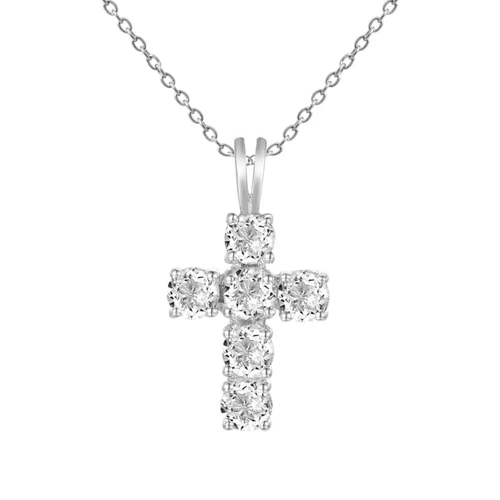 Silver Diamond Cross Pendant-ToShay.org