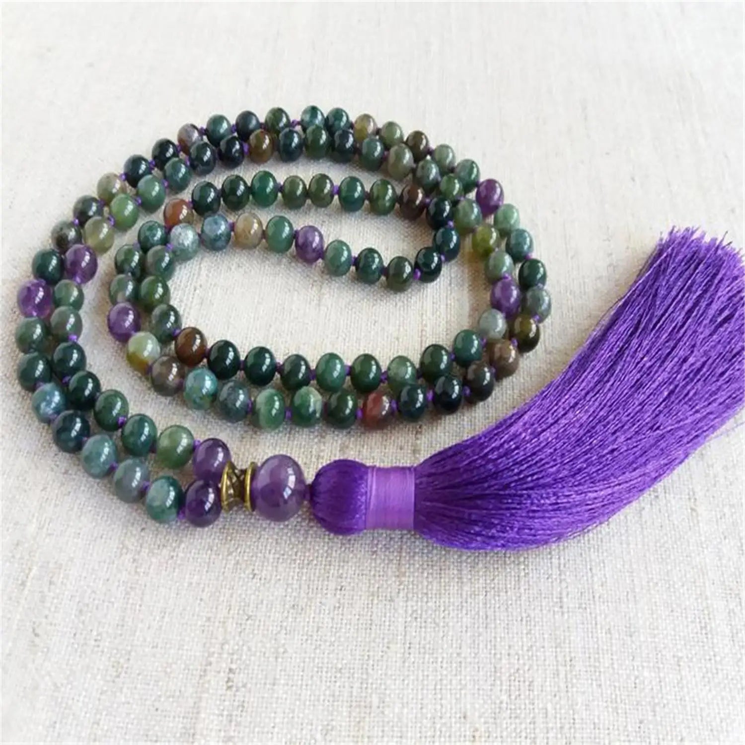 Green Agate Bead Mala-ToShay.org