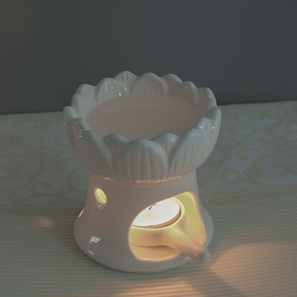 White Porcelain Essential Oil Lamp-ToShay.org