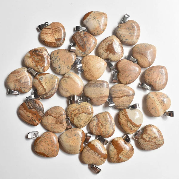 Mixed Agate Heart Pendants-ToShay.org