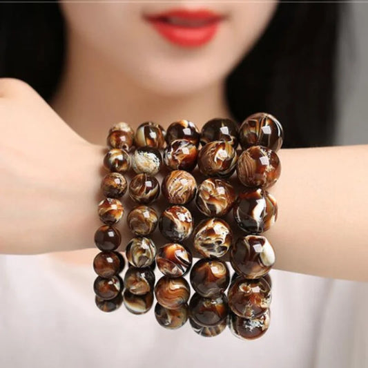 Brown Amber Bead Bracelet-ToShay.org