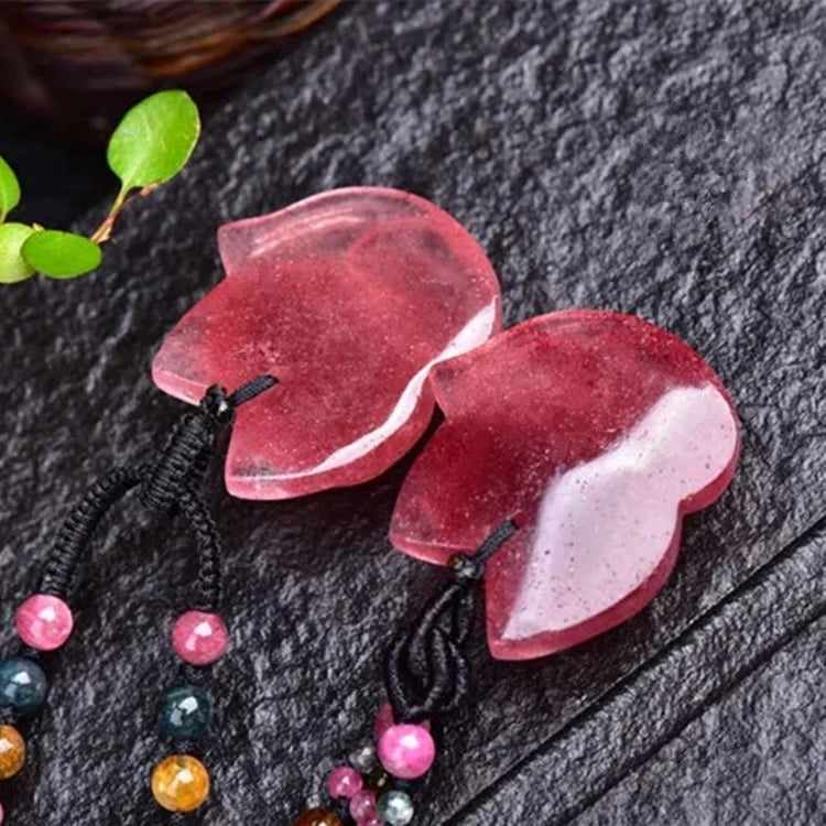 Natural Red Ice Strawberry Quartz Fox Carved Pendant Necklace Women Crystal Healing 23x16mm Fashion Pendant Jewelry AAAAA-ToShay.org