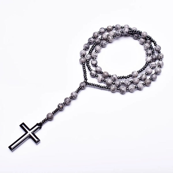 Grey Jasper Stone Rosary-ToShay.org