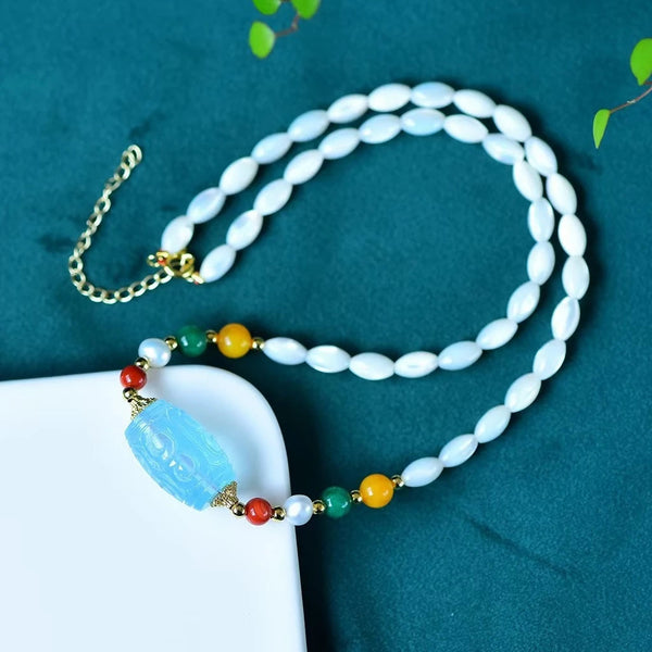 Blue Aquamarine Pendant Necklace-ToShay.org