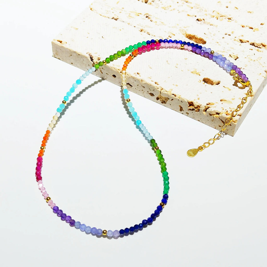 Rainbow Crystal Bead Necklace-ToShay.org