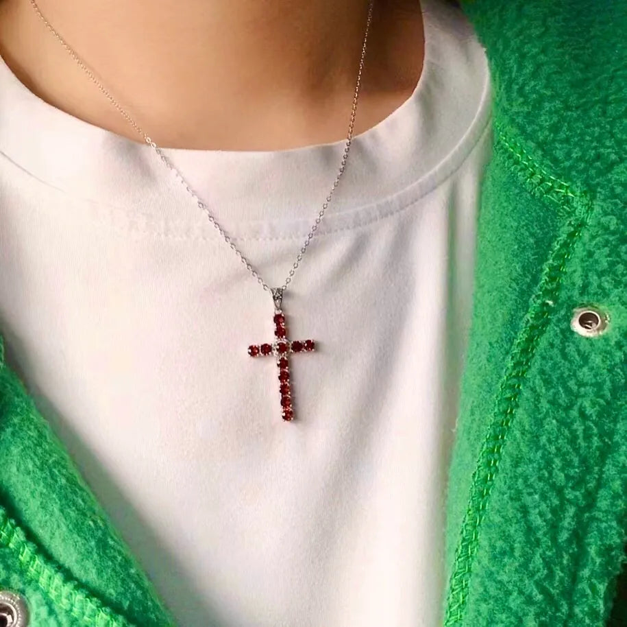 Red Garnet Cross Pendant-ToShay.org