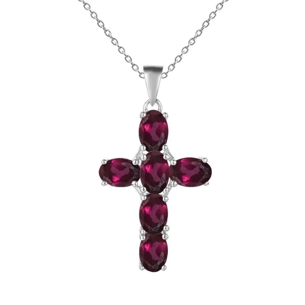 Silver Cross Gemstone Pendant-ToShay.org