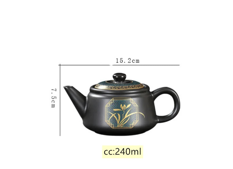 Black Gold Glaze Ceramic Tea Pot-ToShay.org