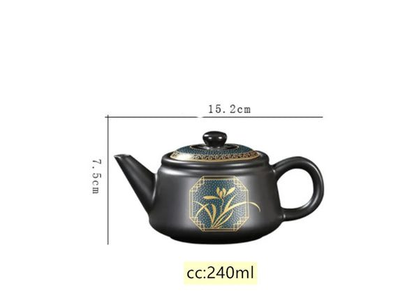 Black Ceramic Tea Pot-ToShay.org