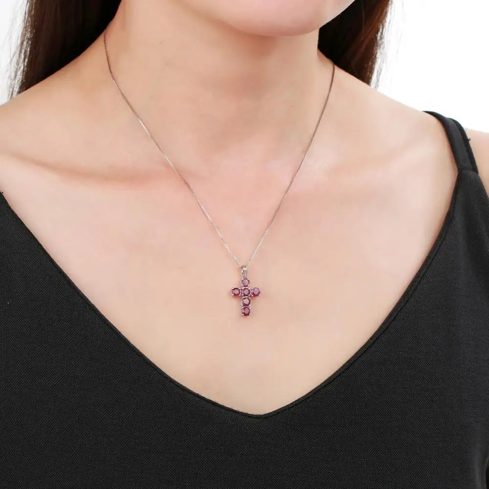 Silver Diamond Cross Pendant-ToShay.org