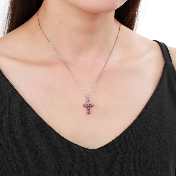 Silver Crystal Cross Pendant-ToShay.org