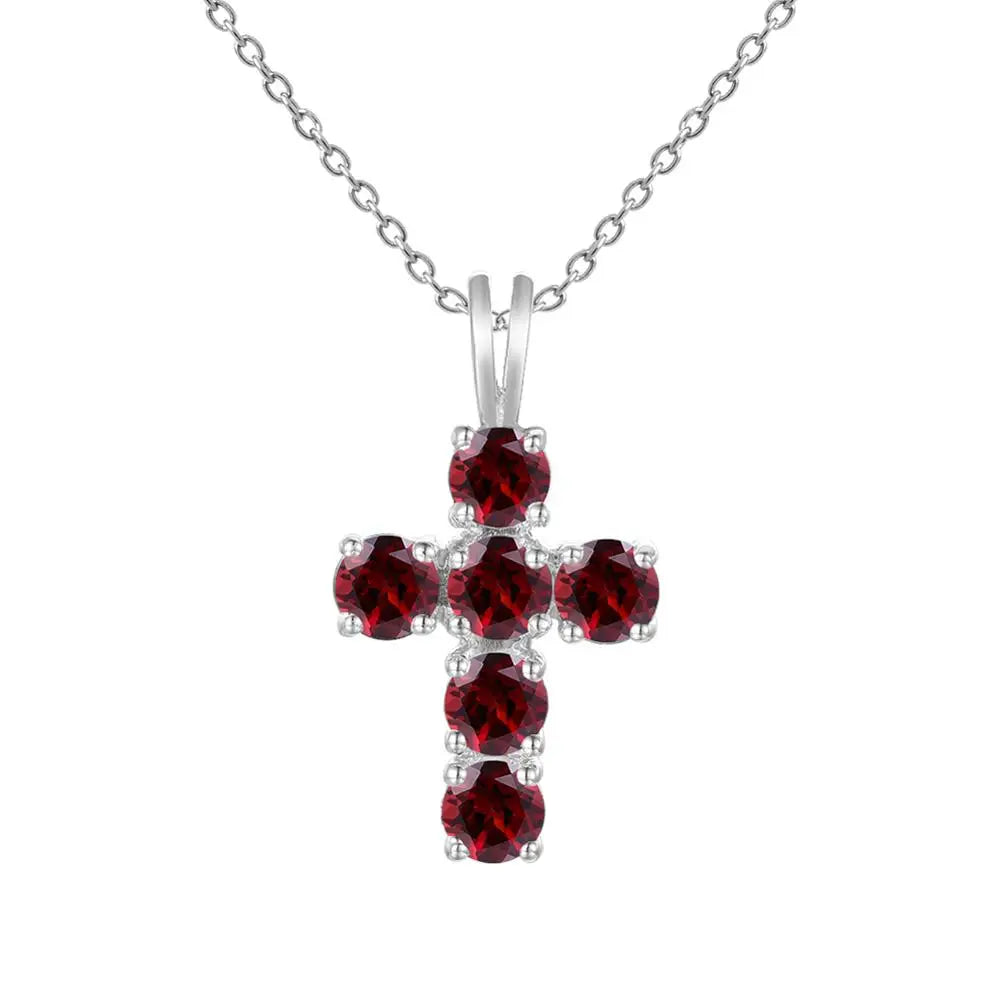 Silver Crystal Cross Pendant-ToShay.org