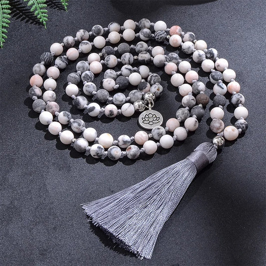 Pink Zebra Jasper Mala-ToShay.org