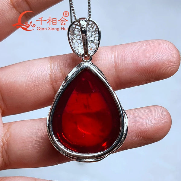 Red Ruby Pendant Necklace-ToShay.org