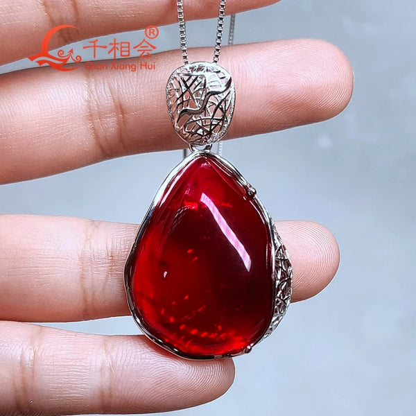 Red Ruby Pendant Necklace-ToShay.org