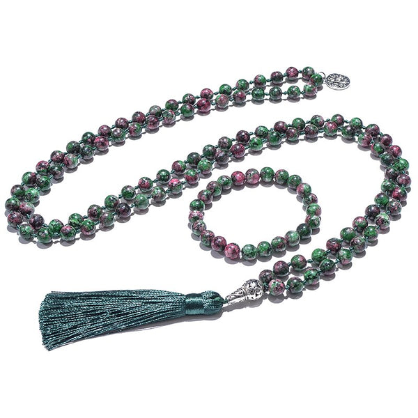 Green Turquoise Japamala Necklace-ToShay.org