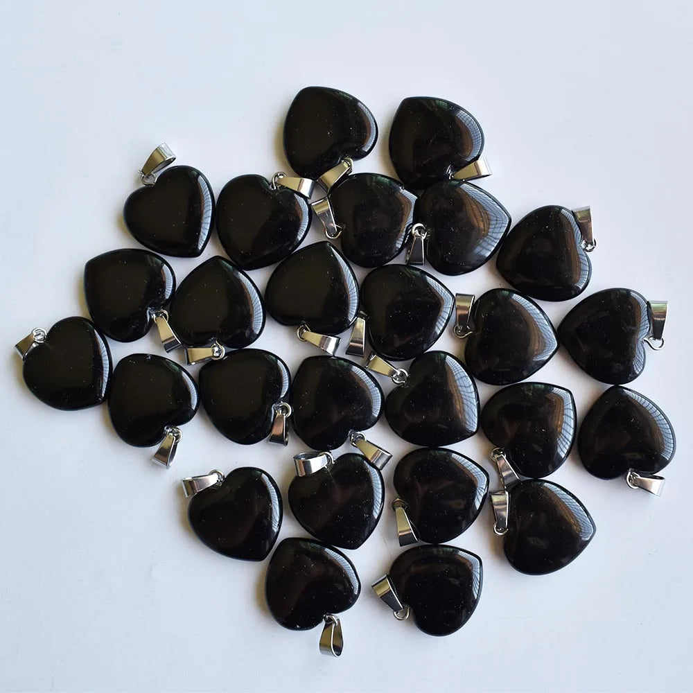 Black Obsidian Heart Pendants-ToShay.org