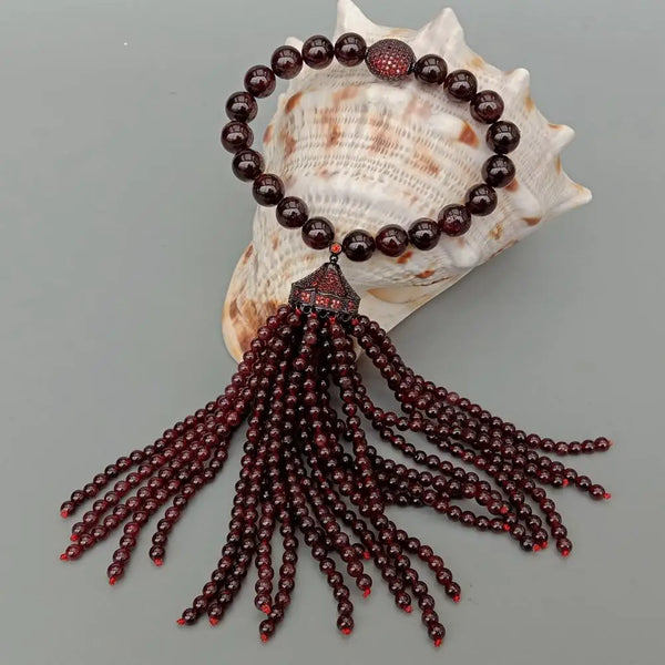 Red Garnet Tassel Mala-ToShay.org