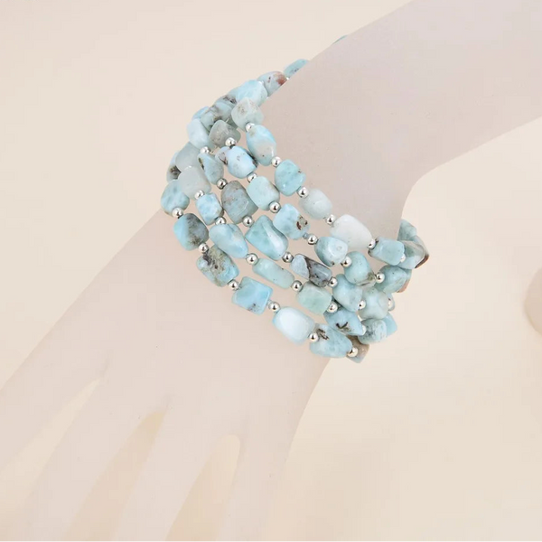 Blue Larimar Bead Bracelet-ToShay.org