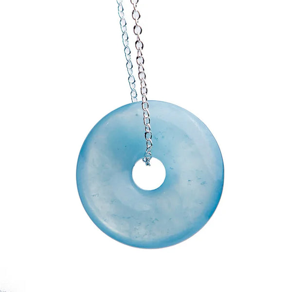 Blue Aquamarine Donut Pendant-ToShay.org