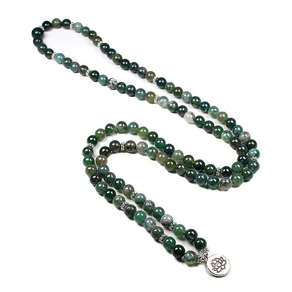 Green Moss Agate Mala Beads-ToShay.org