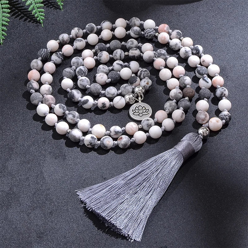 Pink Zebra Jasper Mala-ToShay.org