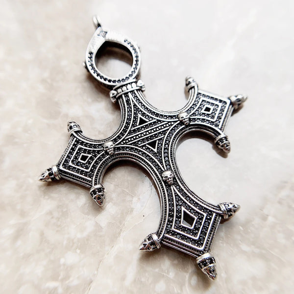 Black Silver Cross Pendant-ToShay.org