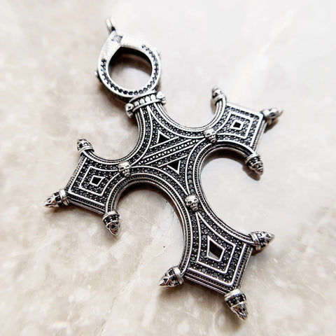 Black Silver Cross Pendant-ToShay.org