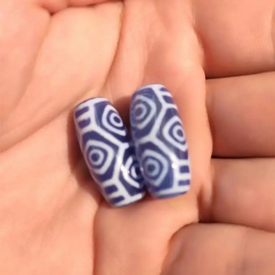 Blue Agate Dzi Beads-ToShay.org