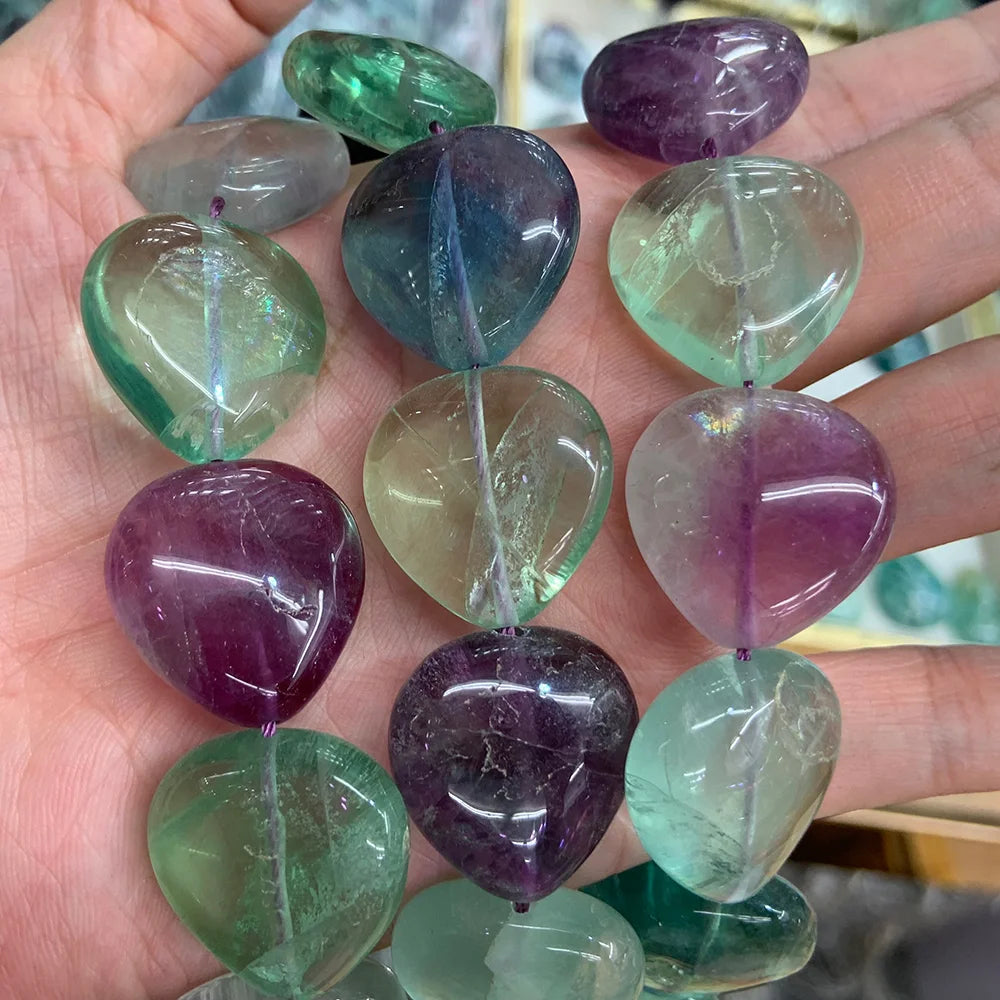 Green Fluorite Heart Beads-ToShay.org
