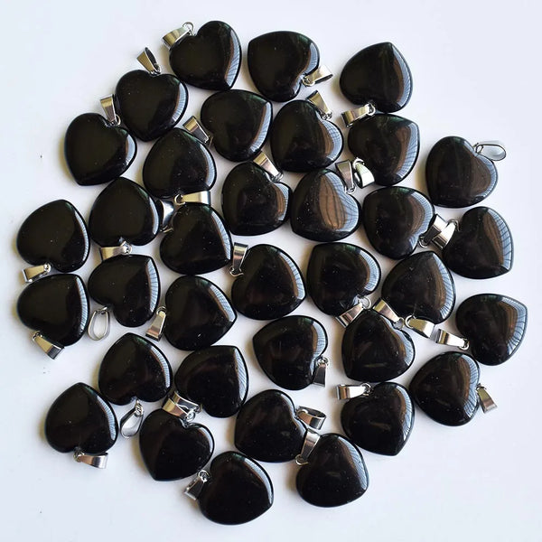 Black Obsidian Heart Pendants-ToShay.org