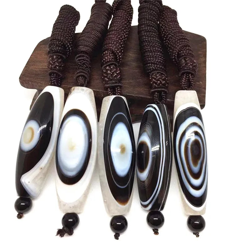 White Black Agate Eye Dzi Bead-ToShay.org