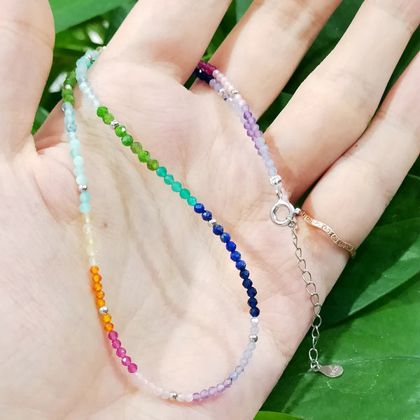 Rainbow Crystal Bead Necklace-ToShay.org