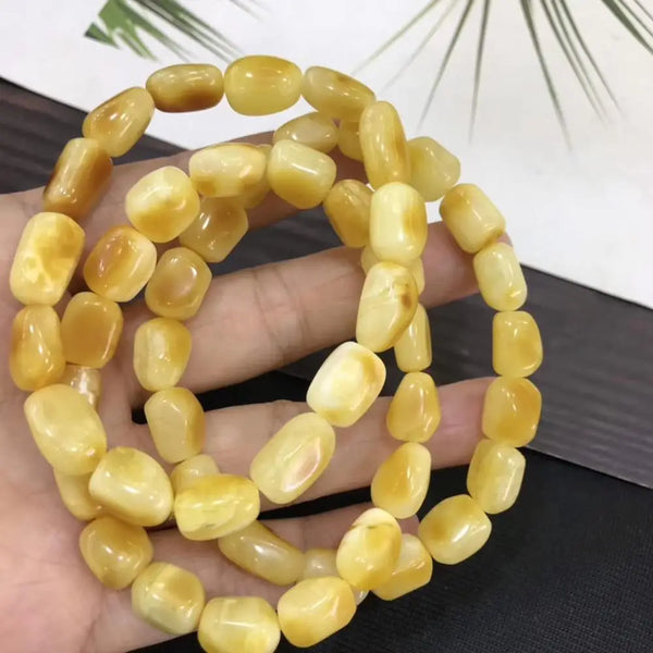 Yellow Amber Bead Bracelet-ToShay.org