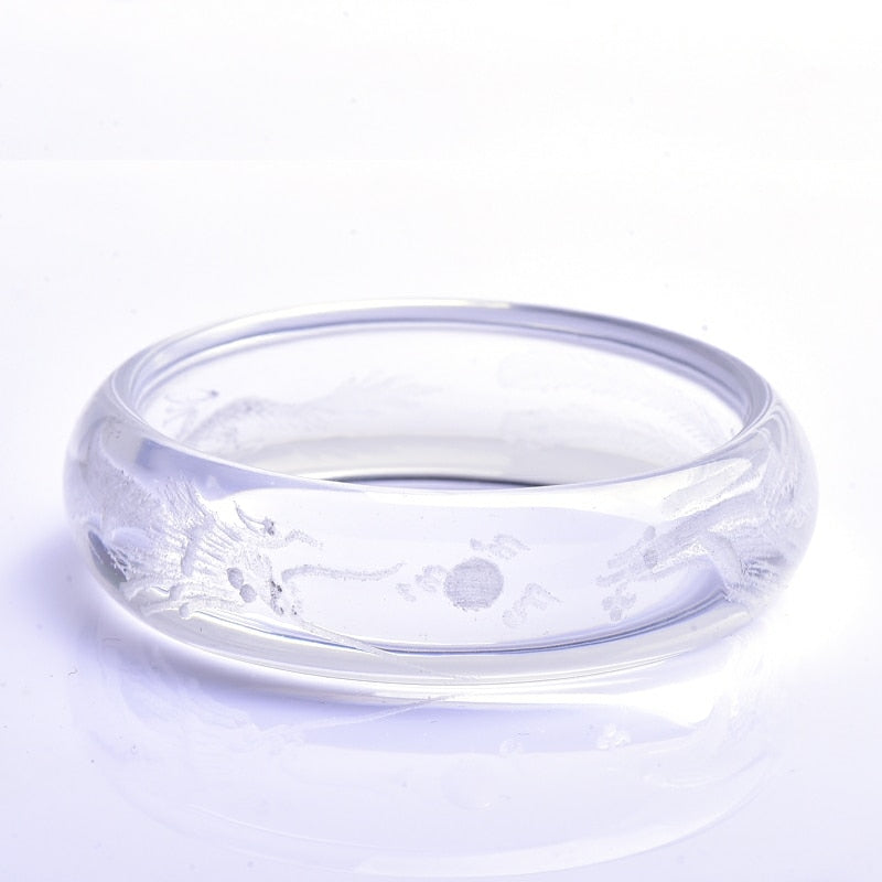 White Quartz Dragon Bangle-ToShay.org