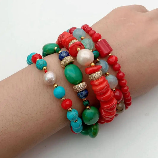 Red Coral Crystal Bracelet-ToShay.org