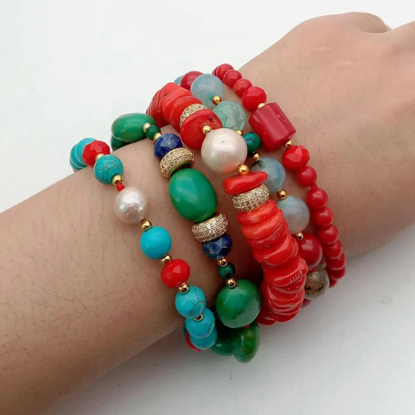 Red Coral Crystal Bracelet-ToShay.org