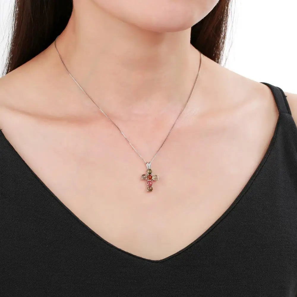 Silver Diamond Cross Pendant-ToShay.org