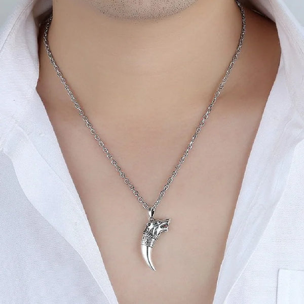 Silver Wolf Head Pendant-ToShay.org