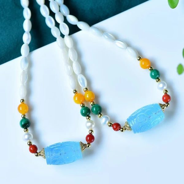 Blue Aquamarine Pendant Necklace-ToShay.org