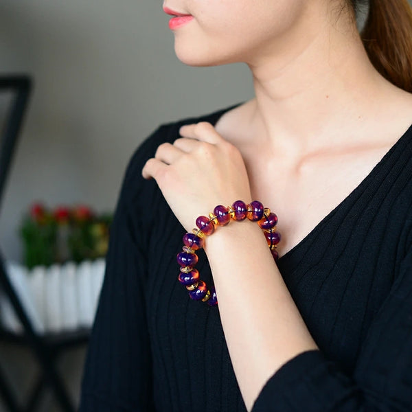Blue Amber Bead Bracelet-ToShay.org