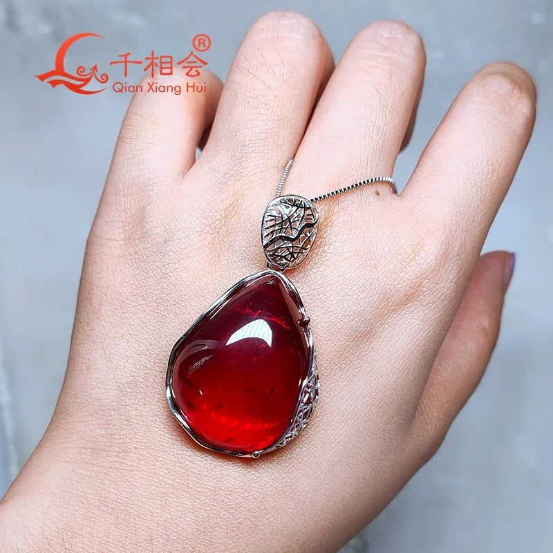 Red Ruby Pendant Necklace-ToShay.org