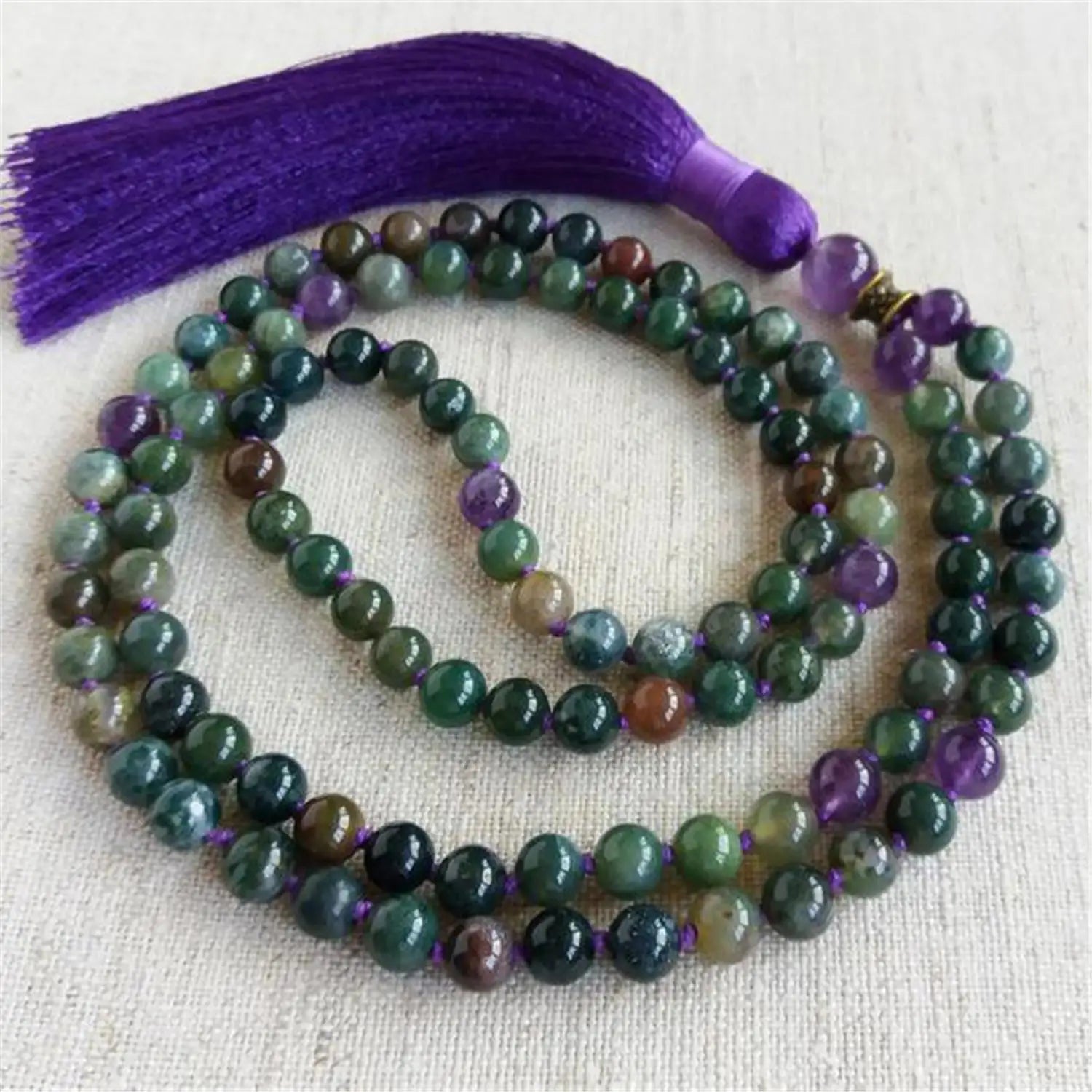Green Agate Bead Mala-ToShay.org