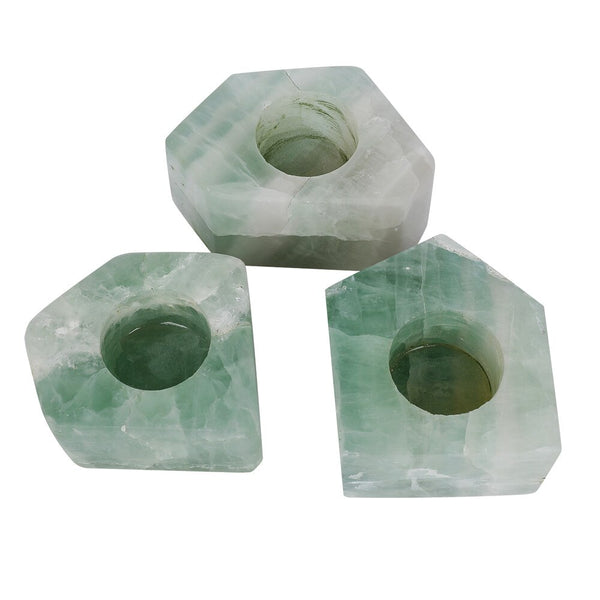 Green Flourite Candle Holders-ToShay.org