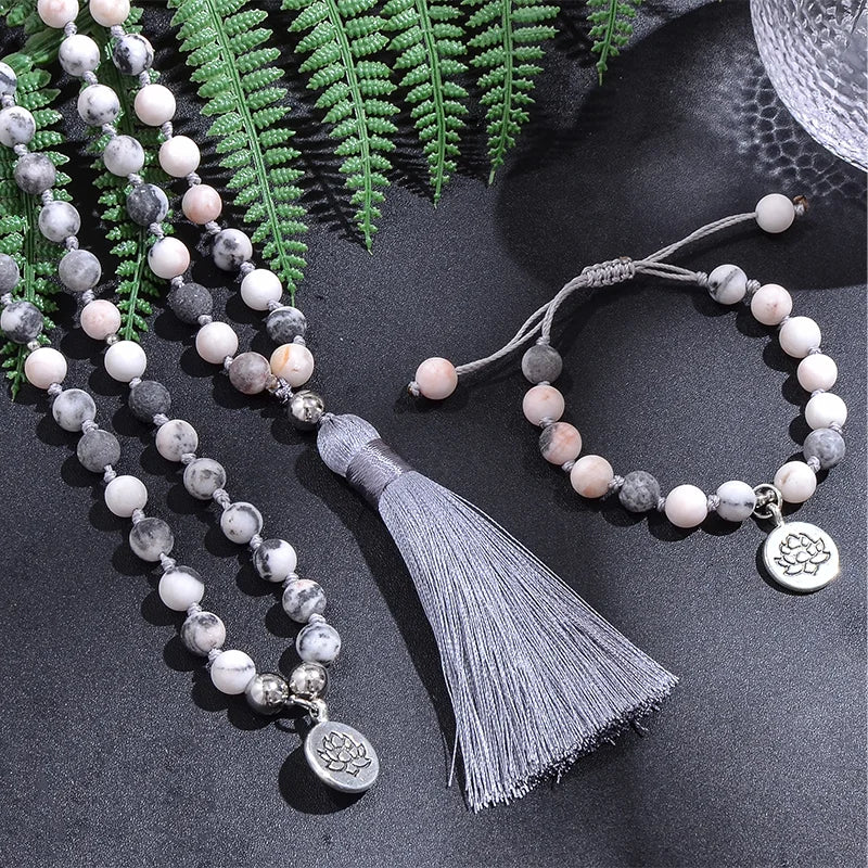 Pink Zebra Jasper Mala-ToShay.org