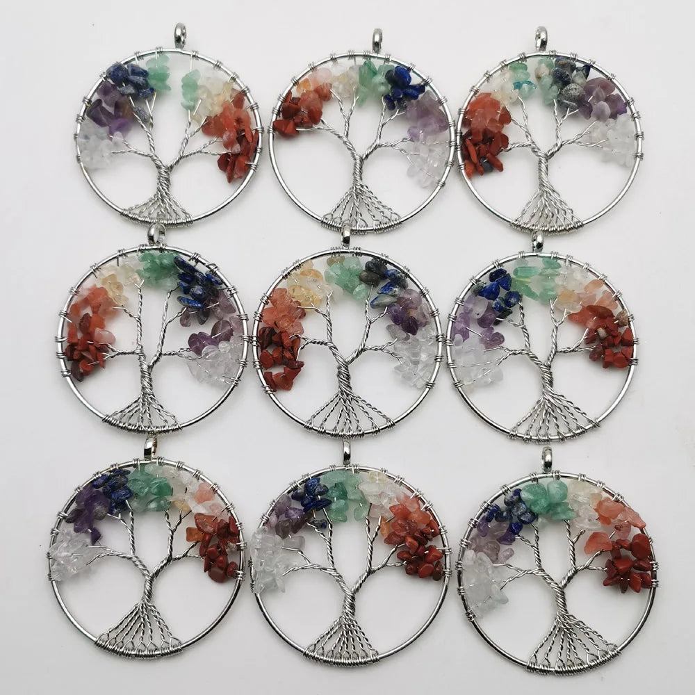 Mixed Crystal Tree Pendant-ToShay.org